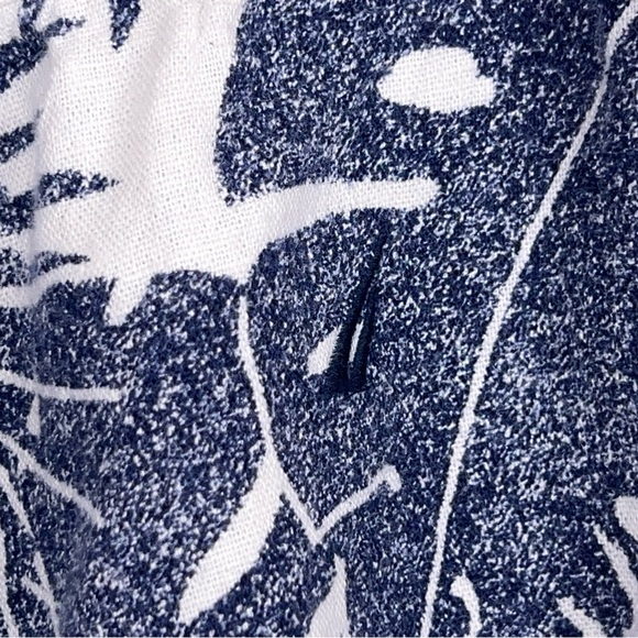 XXL NAUTICA LINEN BLEND BLUE WHITE TROPICAL PRINT SHORTS DRAWSTRING WAISTBAND - Picture 4 of 9